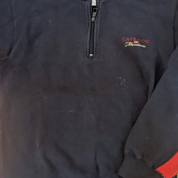 Cuffy's of Cape Cod Navy Quarter Zip Pullover Sweater Size Medium - Picture 2 of 6